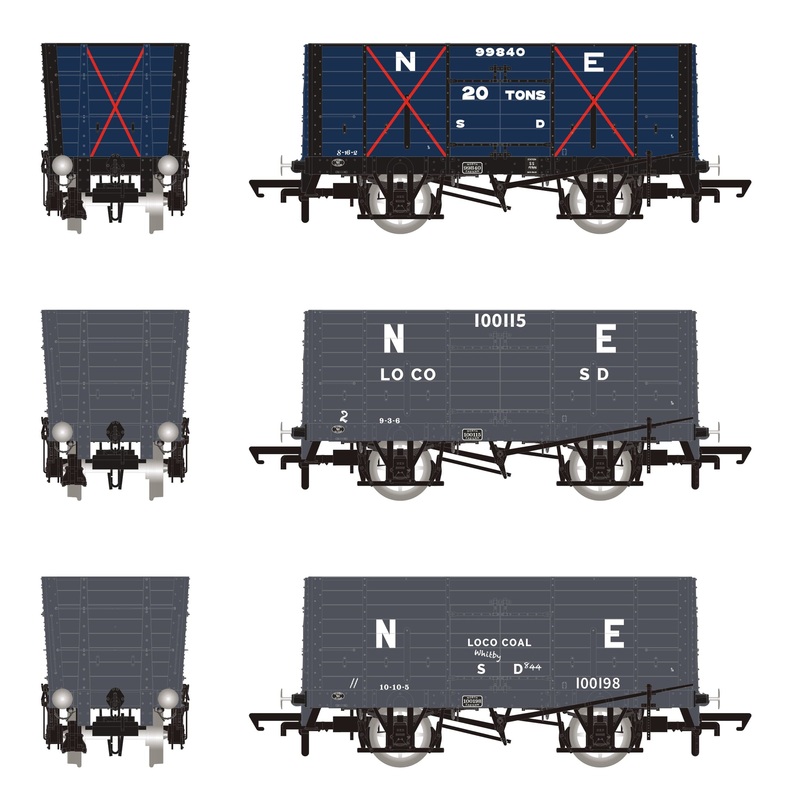 Mixed Q3 Hopper – Grouping transition period: NER Blue/ LNER Grey – Triple Pack