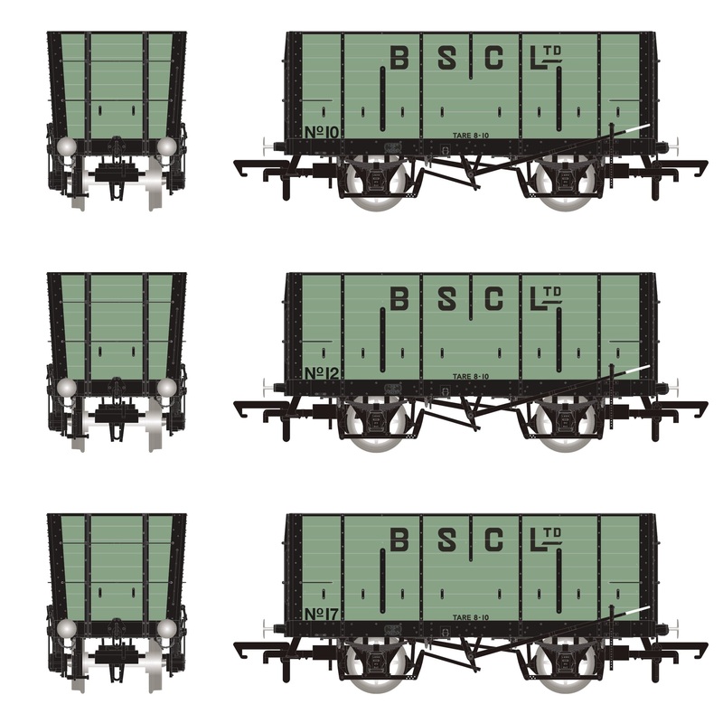 BSC (Internal User) Hopper – Pale Green, with black ironwork – Triple Pack