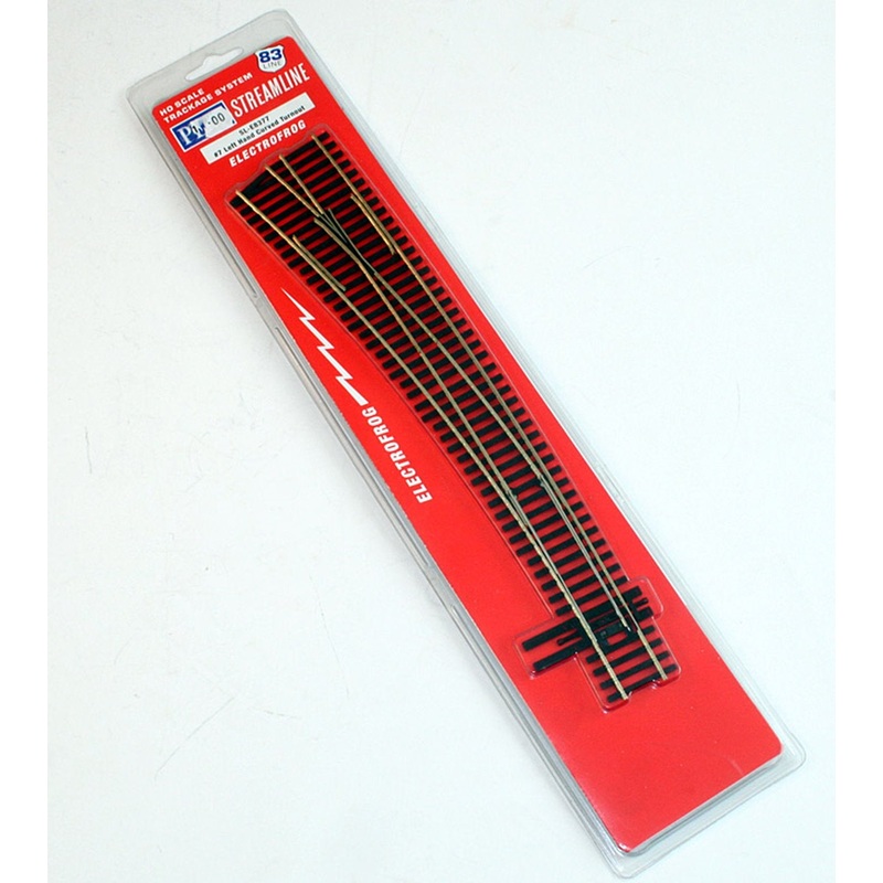 Code 83 – HO Streamline 83′ Line No.7 Left Hand Curved Turnout (Electrofrog)