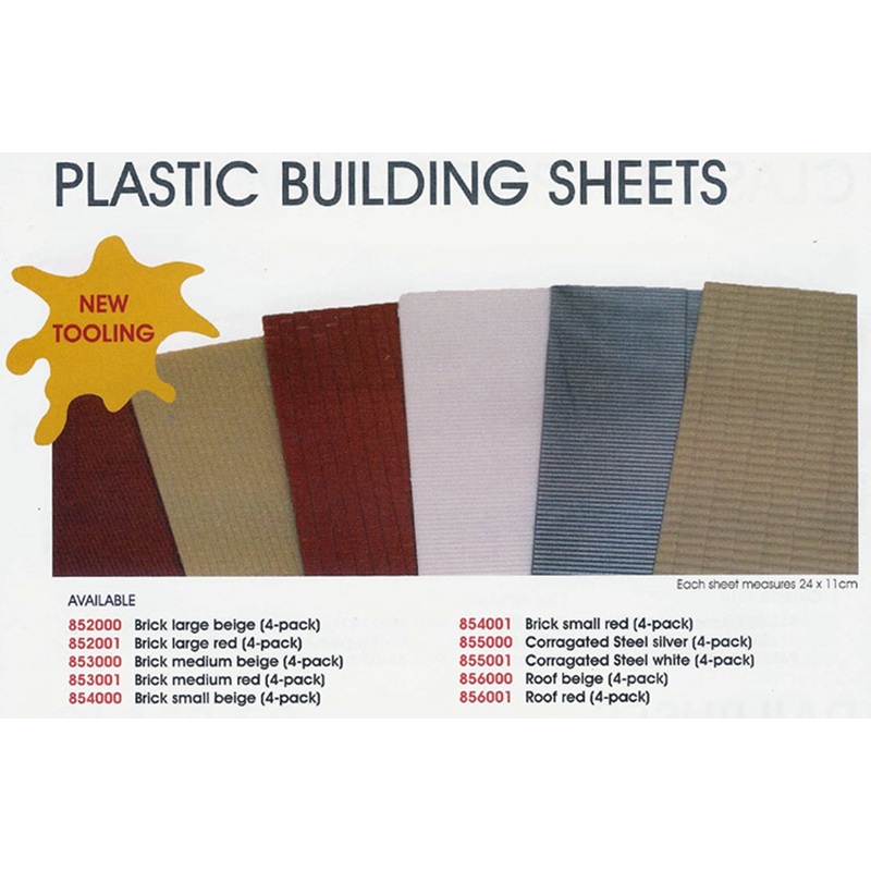 Plastic building sheets – 4 Pack (brick small red)