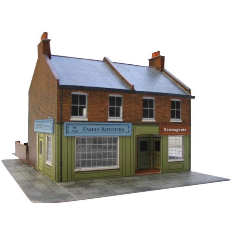Red Brick Terrace Corner Shops Building Kit