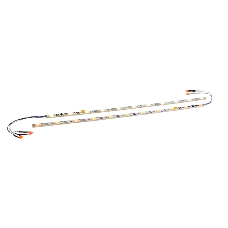 LED lighting strip with taillight, 255mm, 11 LEDs ‘warm-white’. For gauge N, OO & O