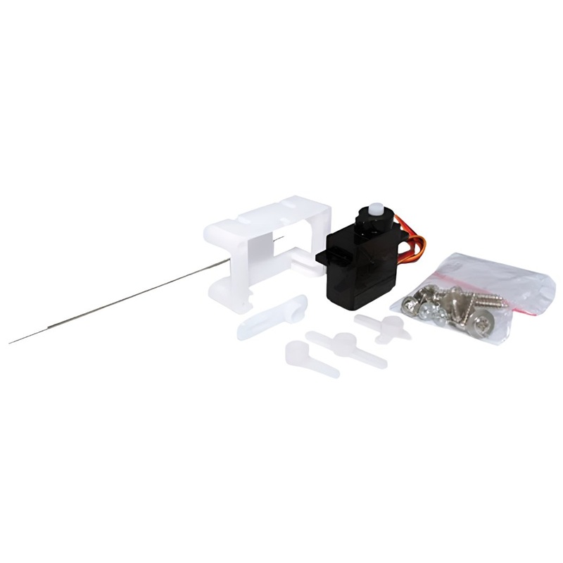 Servo Motor, precision mini-servo, micro-controlled with plastic gearing, incl. mounting kit