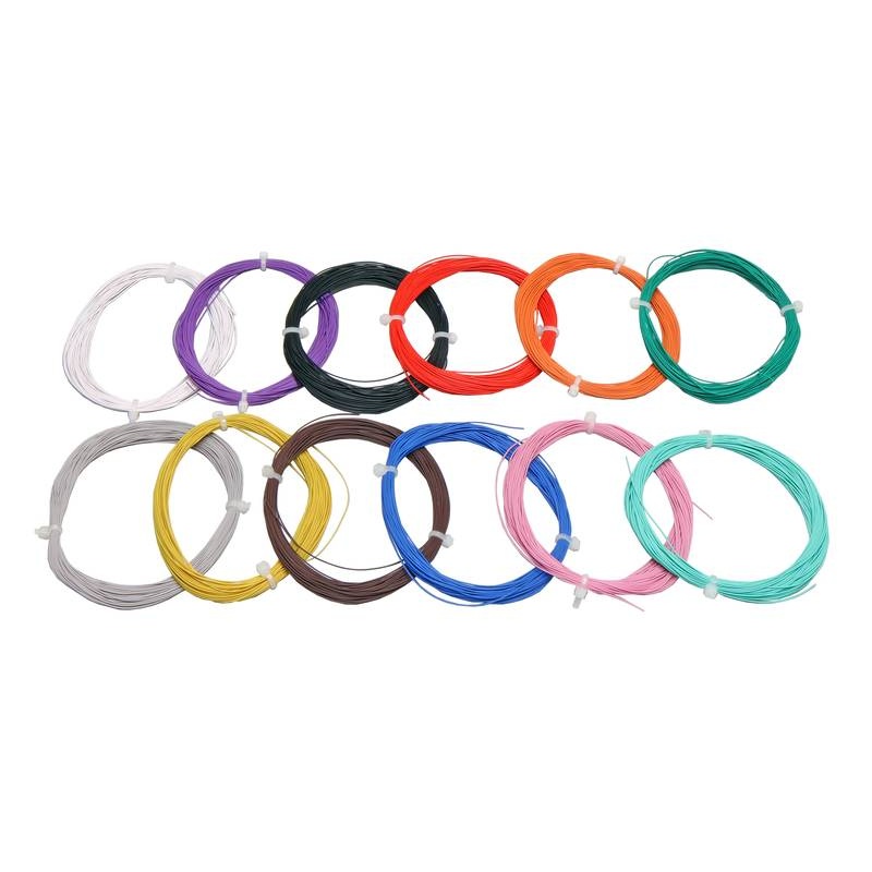 Super thin cable, 0.5mm diameter, AWG36, 10m bundle, White