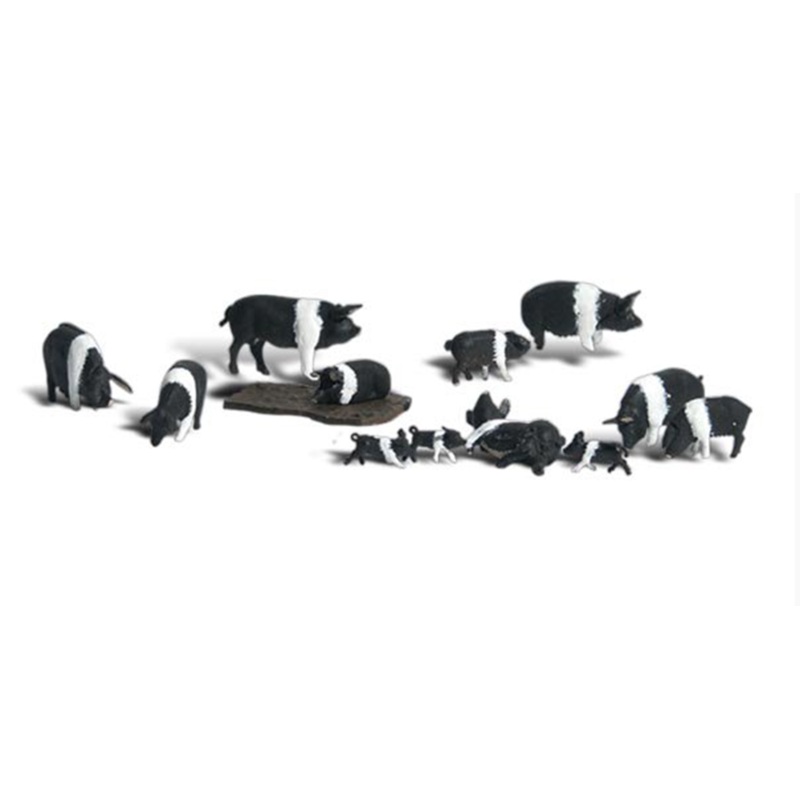 A1864 Scenic Accents Figures – Hampshire Pigs