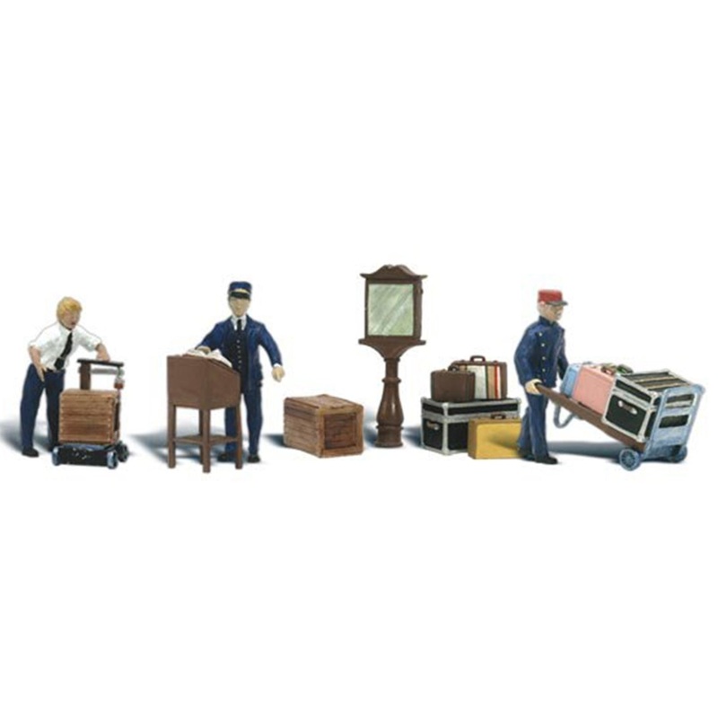 A1909 Scenic Accents – Depot Workers and Accessories – HO Scale
