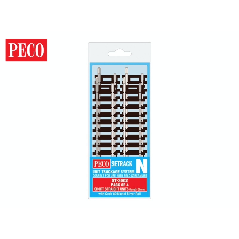 ST3002 – Code 55/80 – Setrack Short Straight, 58mm long (4 x ST-2)