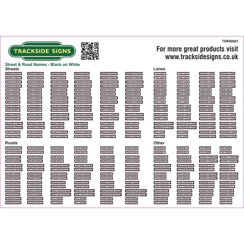 Die Cut Road Name Signs – Black on White
