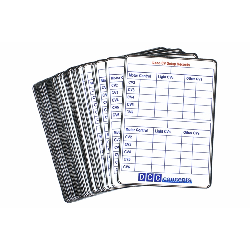 52 Decoder CV Settings Record Cards