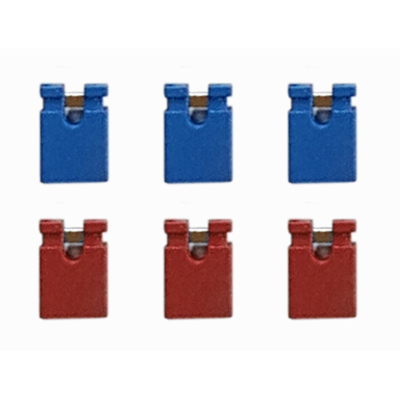 6 Spare ABC Board Headers, 3x Blue, 3x Red