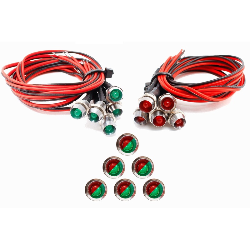 Chrome Mounted Panel 6x Pre-wired Red/Green