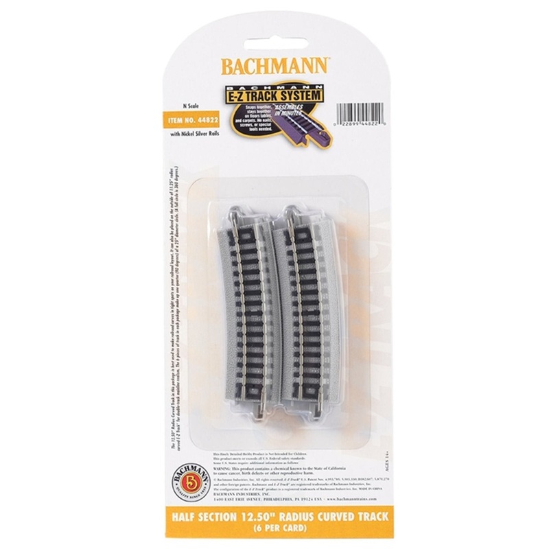 Half Sect 12.50in. Rad Curved Track (6/Card)