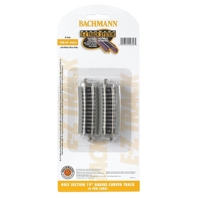 Half Section 19in. rad Curved Track (6/Card)