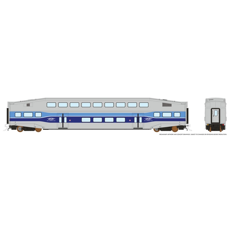 HO BiLevel Commuter Car – AMT Montreal – 1 pack Unnumbered Car