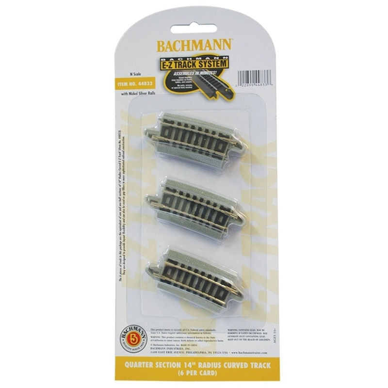 Quarter Section 14 Radius Curved Track (6/Card)