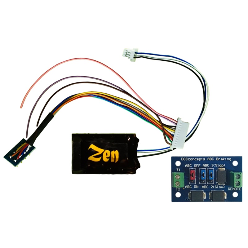 Zen Black Decoder. Midi-sized decoder with 8-pin harness. High Power. 6 Functions. Includes 1x ABC module