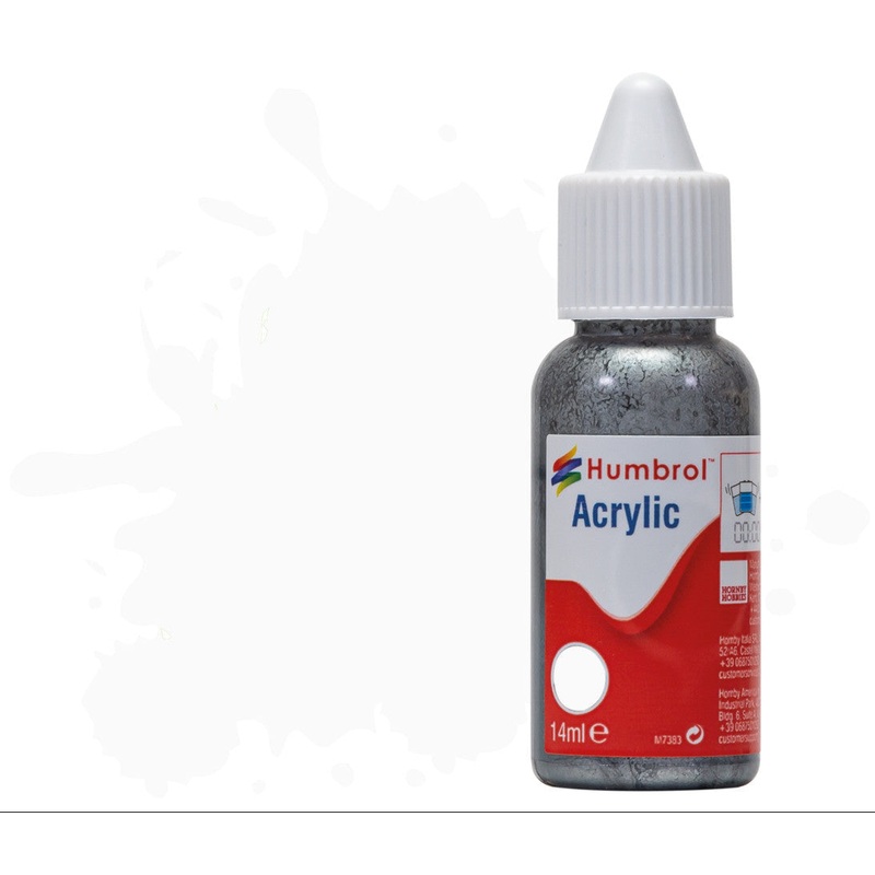 HUMBROL ACRYLIC DROPPER BOTTLE – No 130 White – Satin   – 14ml
