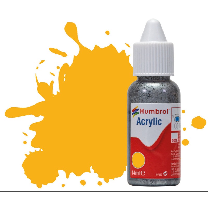 HUMBROL ACRYLIC DROPPER BOTTLE – No 154 Insignia Yellow – Matt  – 14ml