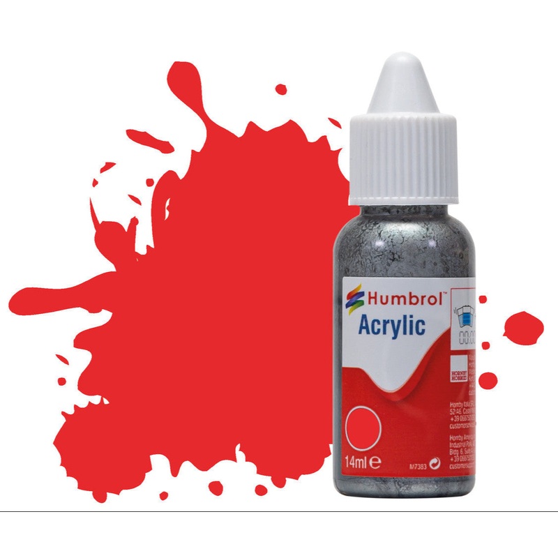 HUMBROL ACRYLIC DROPPER BOTTLE – No 209 Fire Orange – Gloss   – 14ml