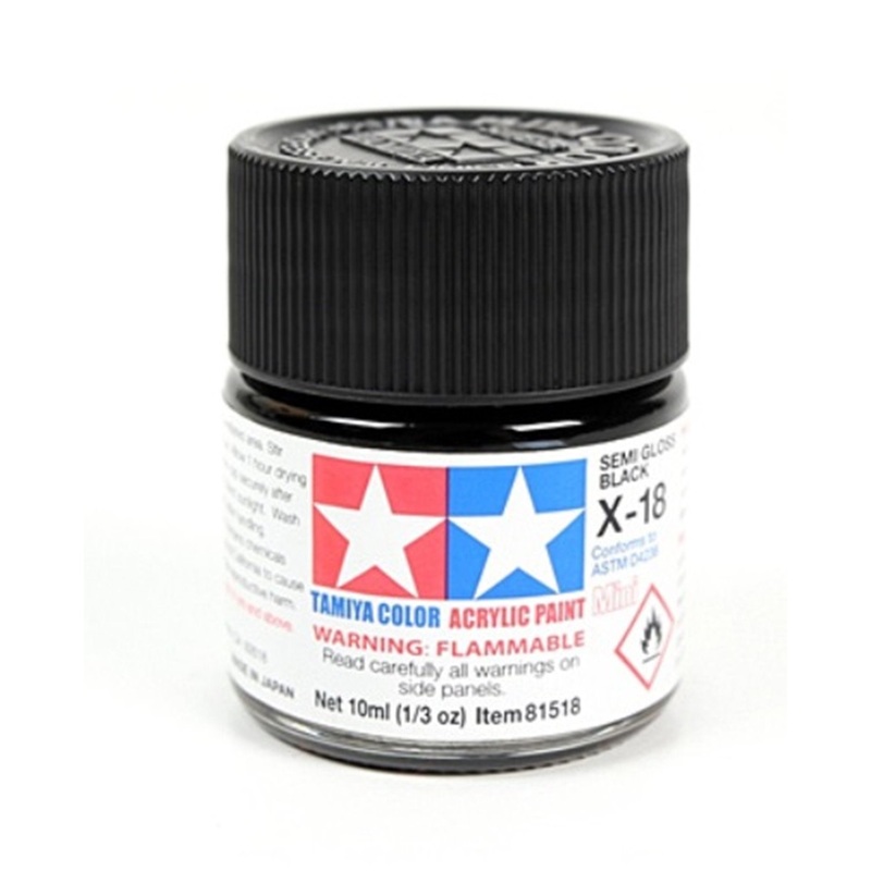 TAMIYA ACRYLIC MINI X-18 SEMI GLOSS BLACK
