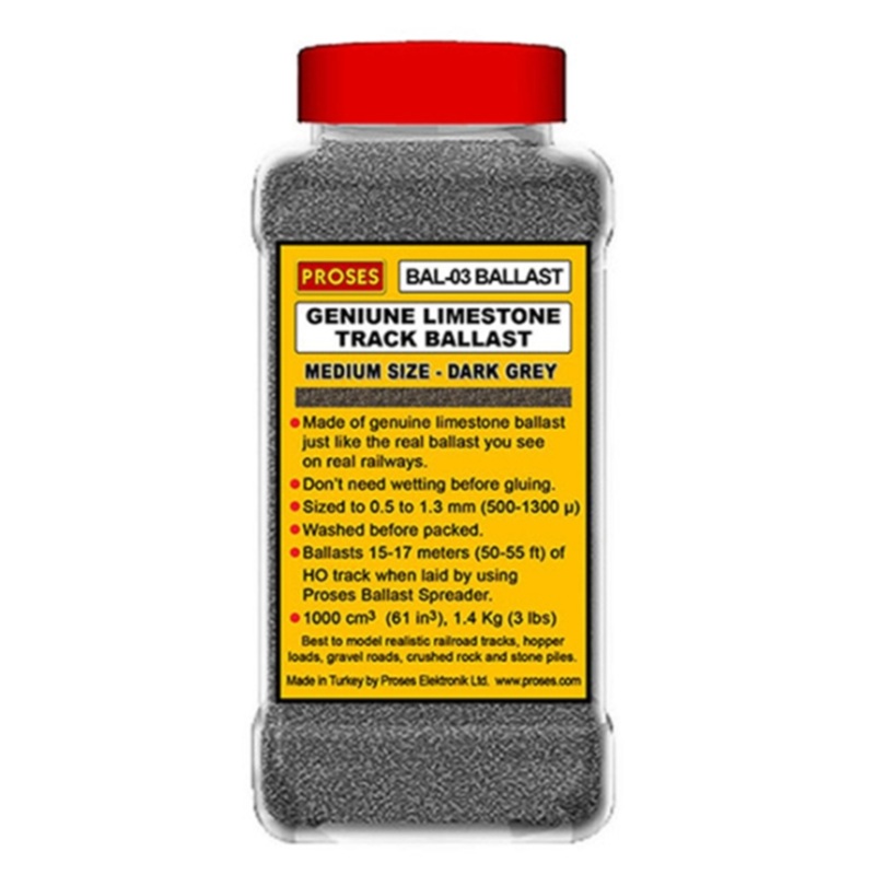 1.4 Kg (3 lbs) Authentic Limestone Ballast N Scale (Dark Grey)