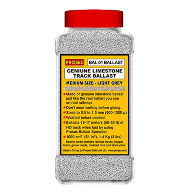 1.4 Kg (3 lbs) Authentic Limestone Ballast N Scale (Light Grey)