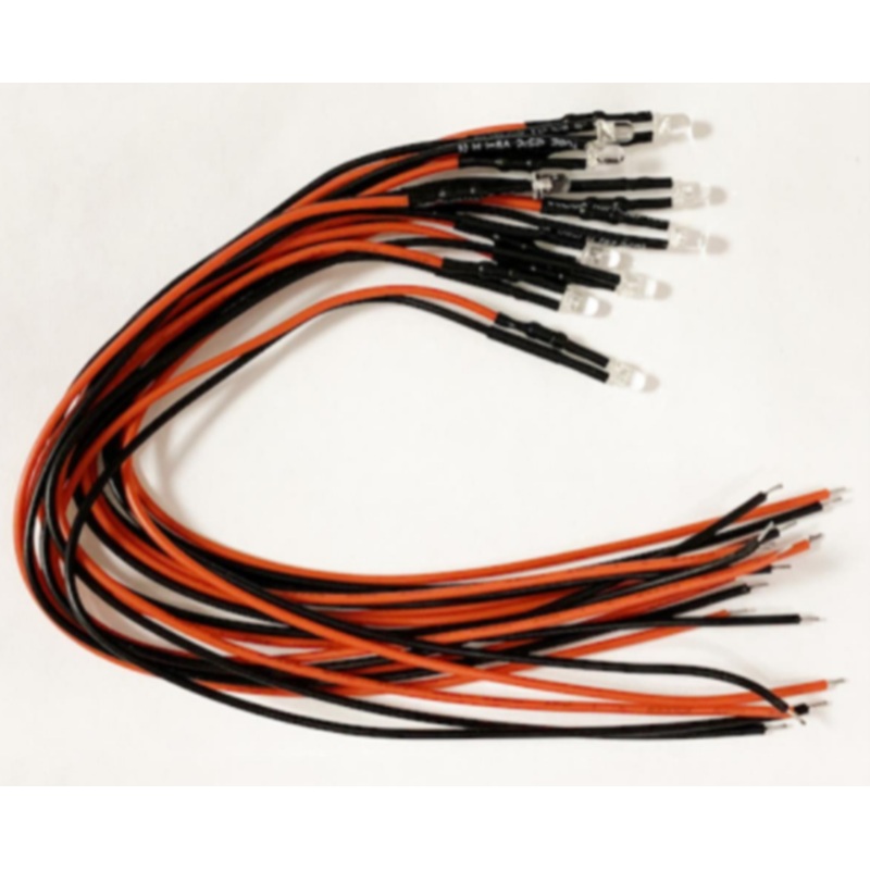 LED Pack 3mm Cool White 12v LED w/Wire & Resistors (10)