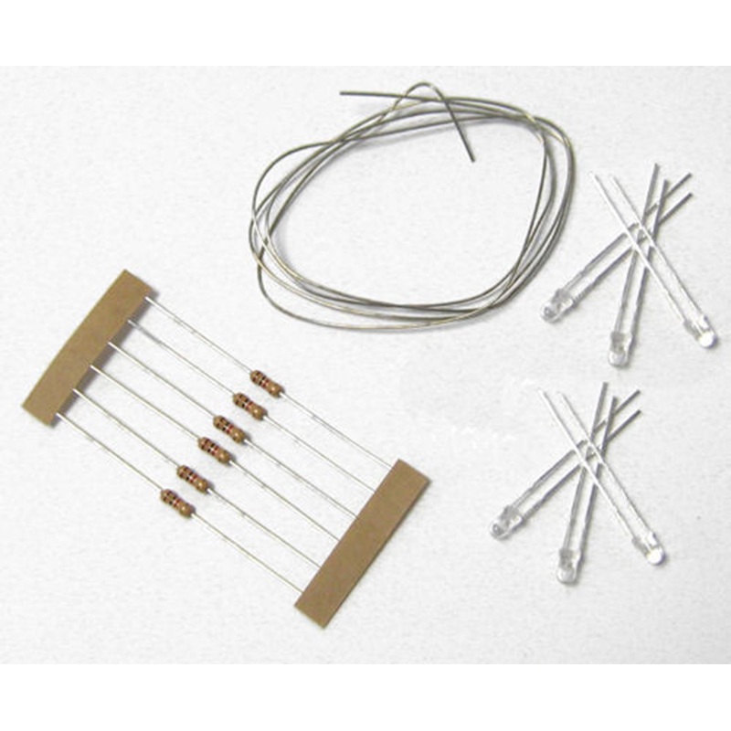 LED Pack Warm White (6) with Resistors & Tinned Wire
