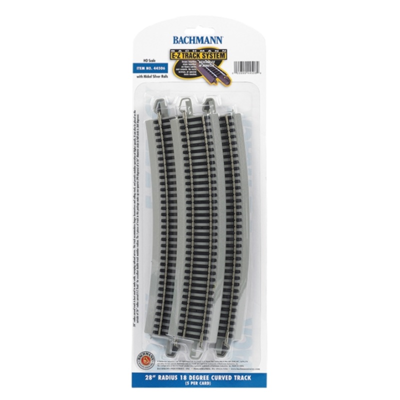 28′ Radius 18 Degree Curved Track (4/Card)