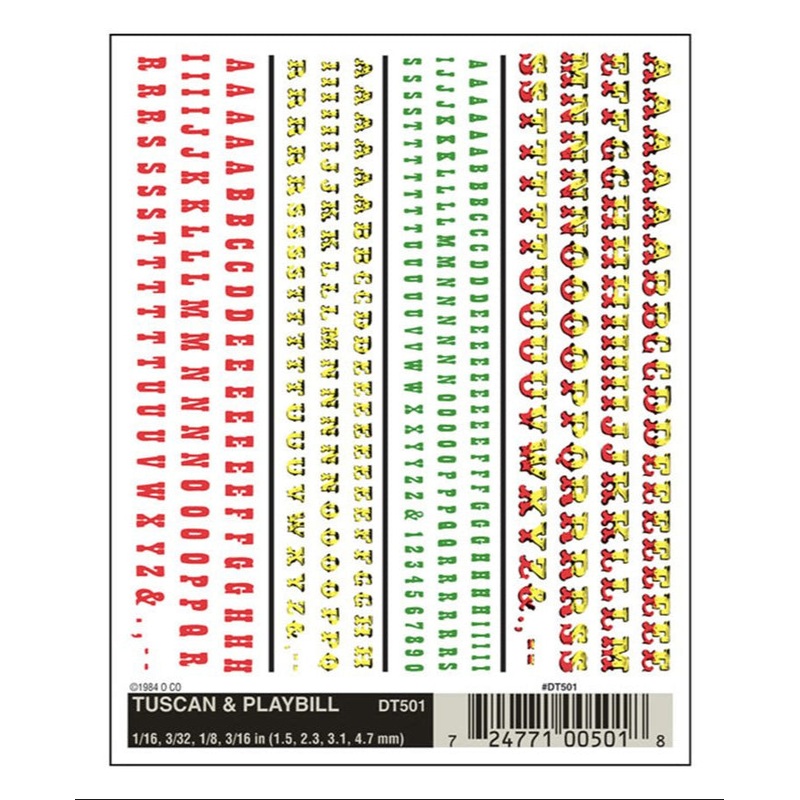 DT501 WOODLAND SCENICS – Decals – Tuscan & Playbill