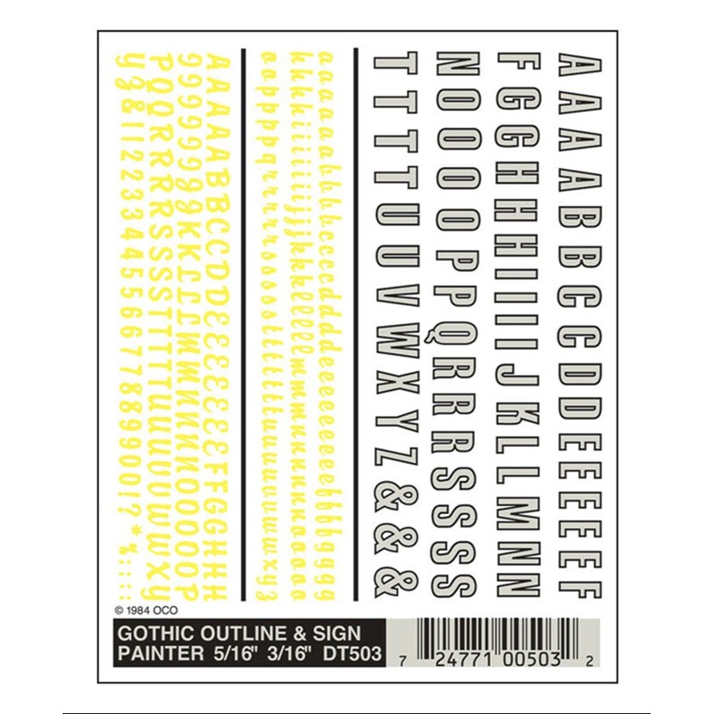 DT503 WOODLAND SCENICS – Decals –  Gothic Outline & Sign Painter