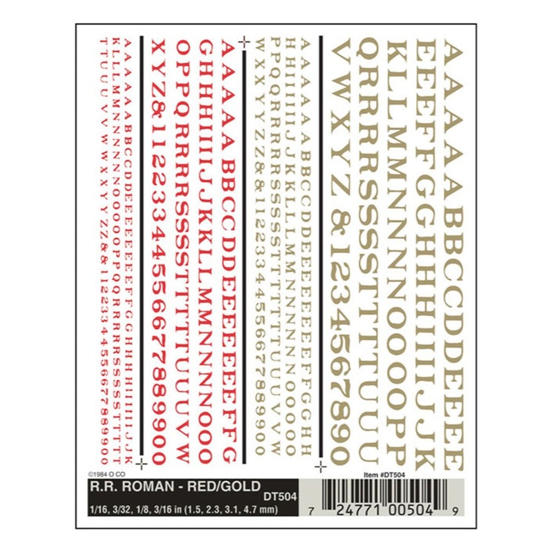DT504 WOODLAND SCENICS – Decals – R.R. Roman – Red/Gold