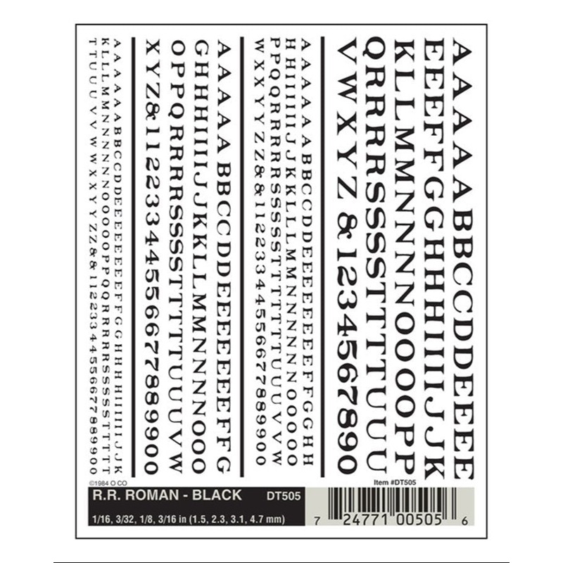 DT505 WOODLAND SCENICS – Decals – R.R. Roman – Black