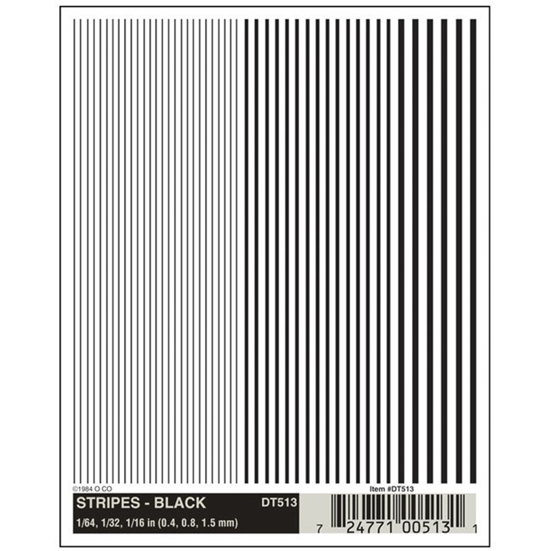 DT513 WOODLAND SCENICS – Decals – Stripes – Black