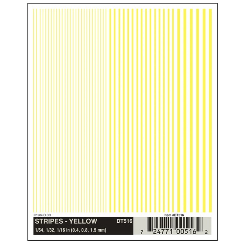 DT516 WOODLAND SCENICS – Decals – Stripes – Yellow