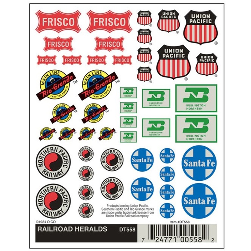DT558 WOODLAND SCENICS – Decals – Railroad Heralds