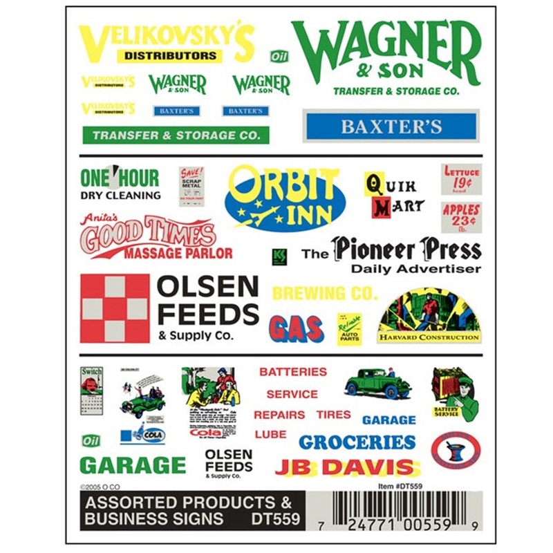 DT559 WOODLAND SCENICS – Decals – Business Signs