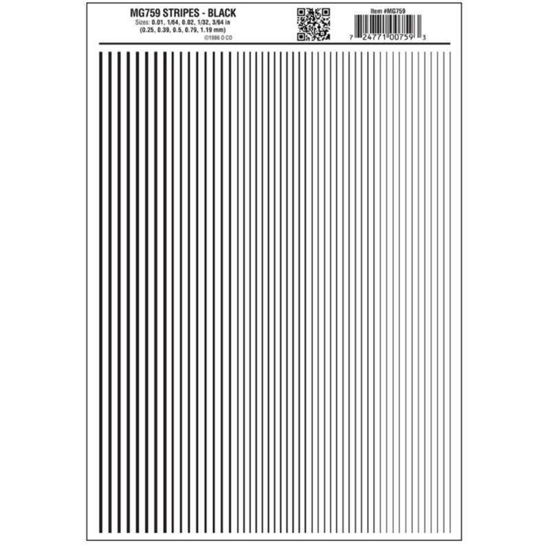 MG759 WOODLAND SCENICS – Decals – Stripes Black