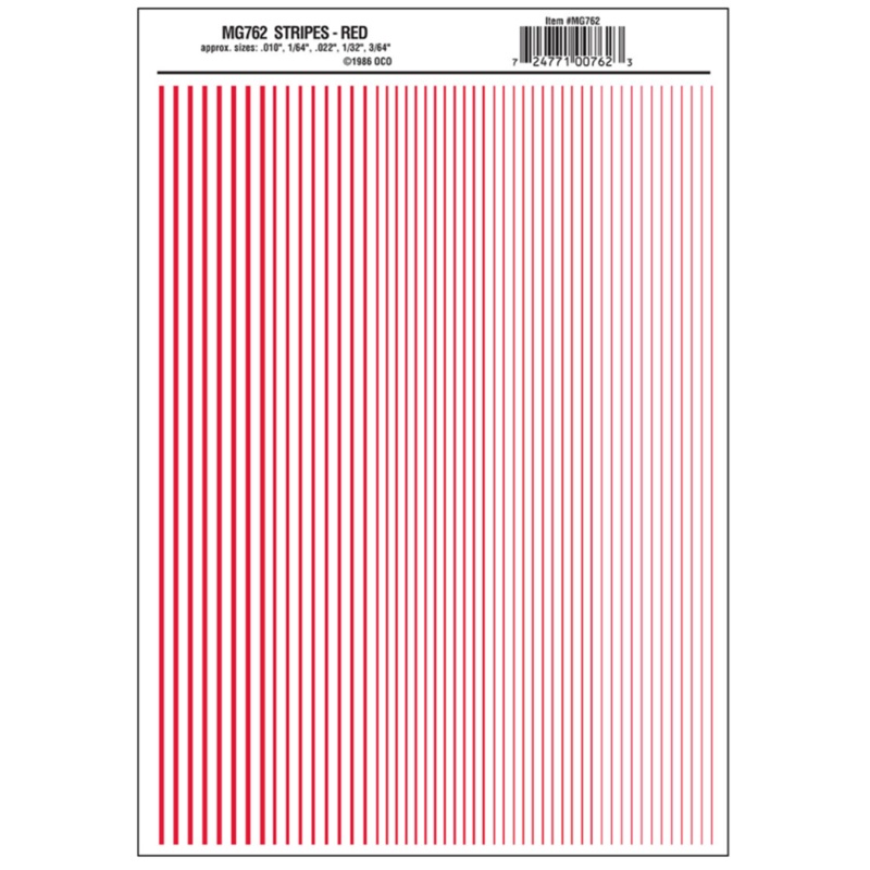 MG762 WOODLAND SCENICS – Decals – Stripes Red