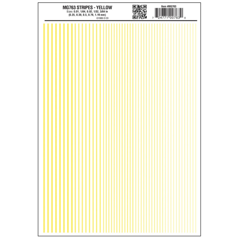 MG763 WOODLAND SCENICS – Decals – Stripes Yellow