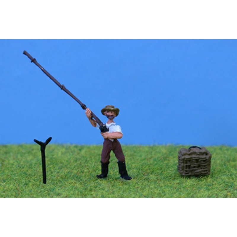 OO Gauge Fisherman with Tackle Box Etc