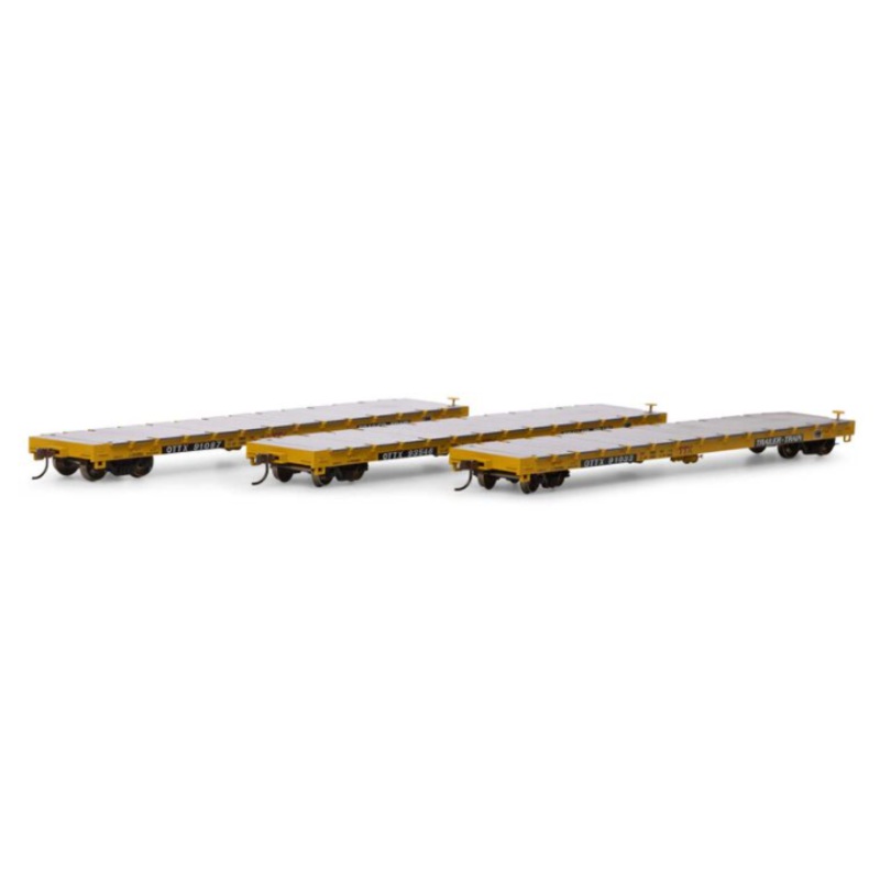 Set of 3 HO RTR 60′ Flat Car, OTTX/Red Logo