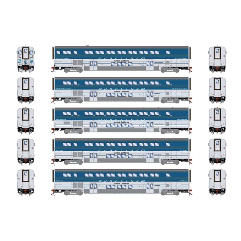 Set of 5 Amtrak Surfliner Cars with Lights & Sound