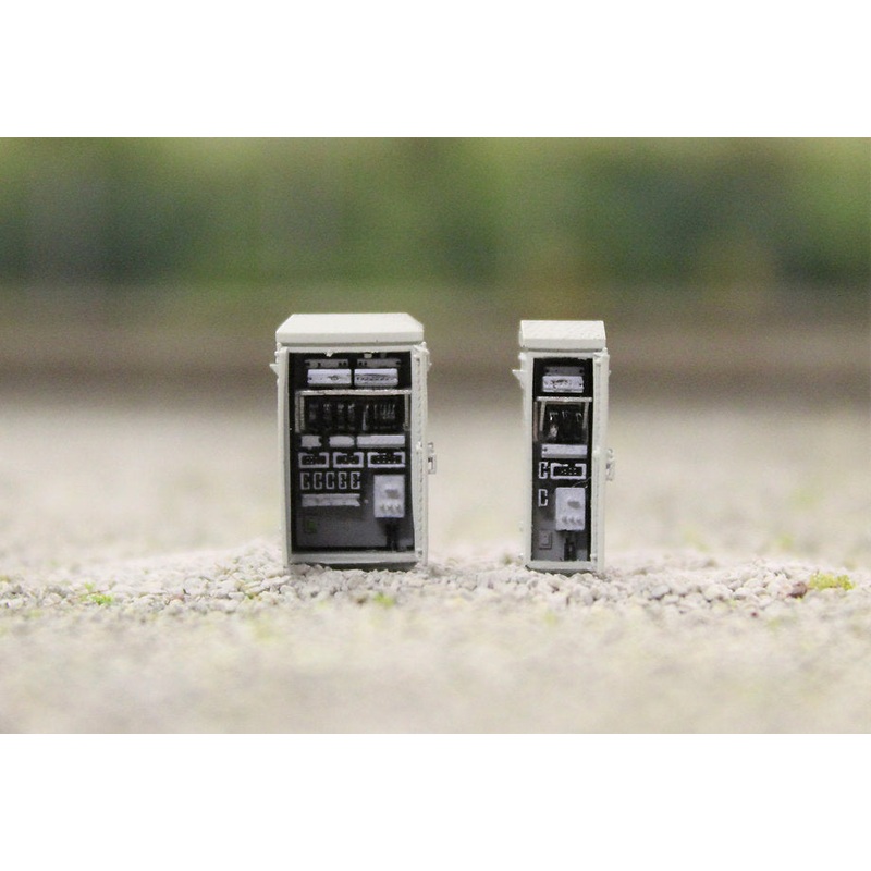 Lineside Cabinets – OPEN DOORS – Light Grey – Pack of 2