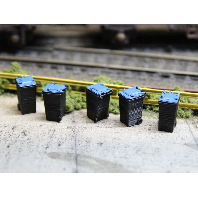 Modern Wheelie Bins – Pack of 5 – BLUE LIDS