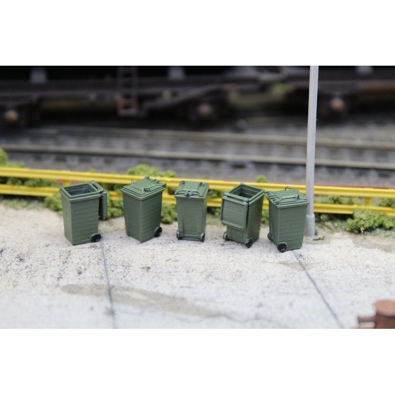 Modern Wheelie Bins – Pack of 5 – GREEN BINS