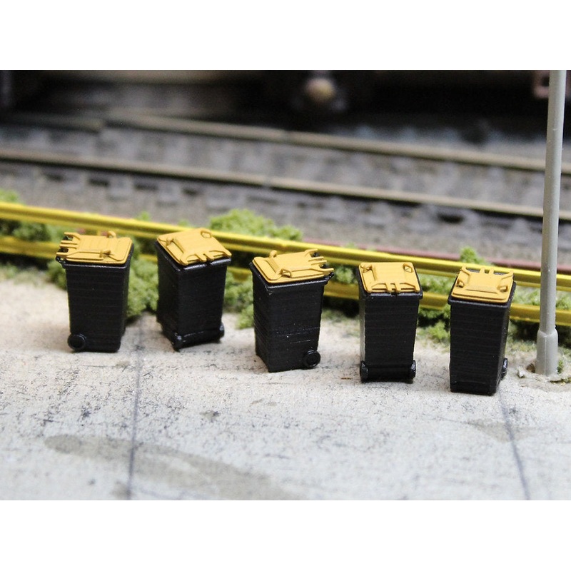 Modern Wheelie Bins – Pack of 5 – YELLOW LIDS