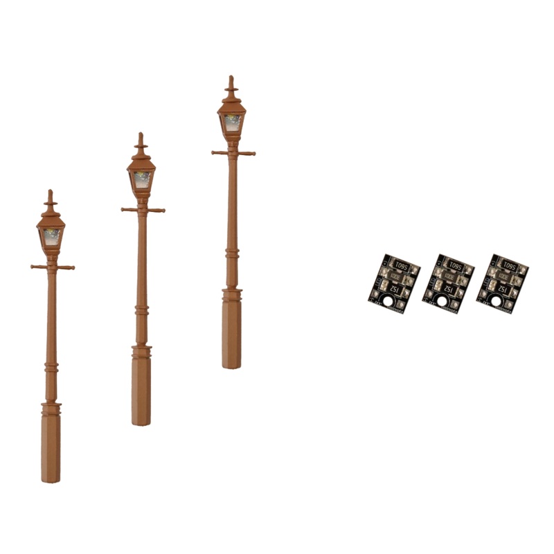 4mm Scale Gas Street/Platform Lamps  Brown (3 pack)