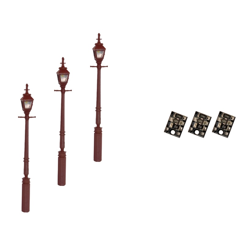 4mm Scale Gas Street/Platform Lamps  Maroon (3 pack)