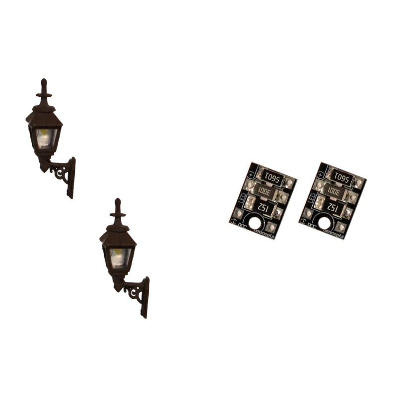 4mm Scale Gas Wall Lamps  Black (2 pack)